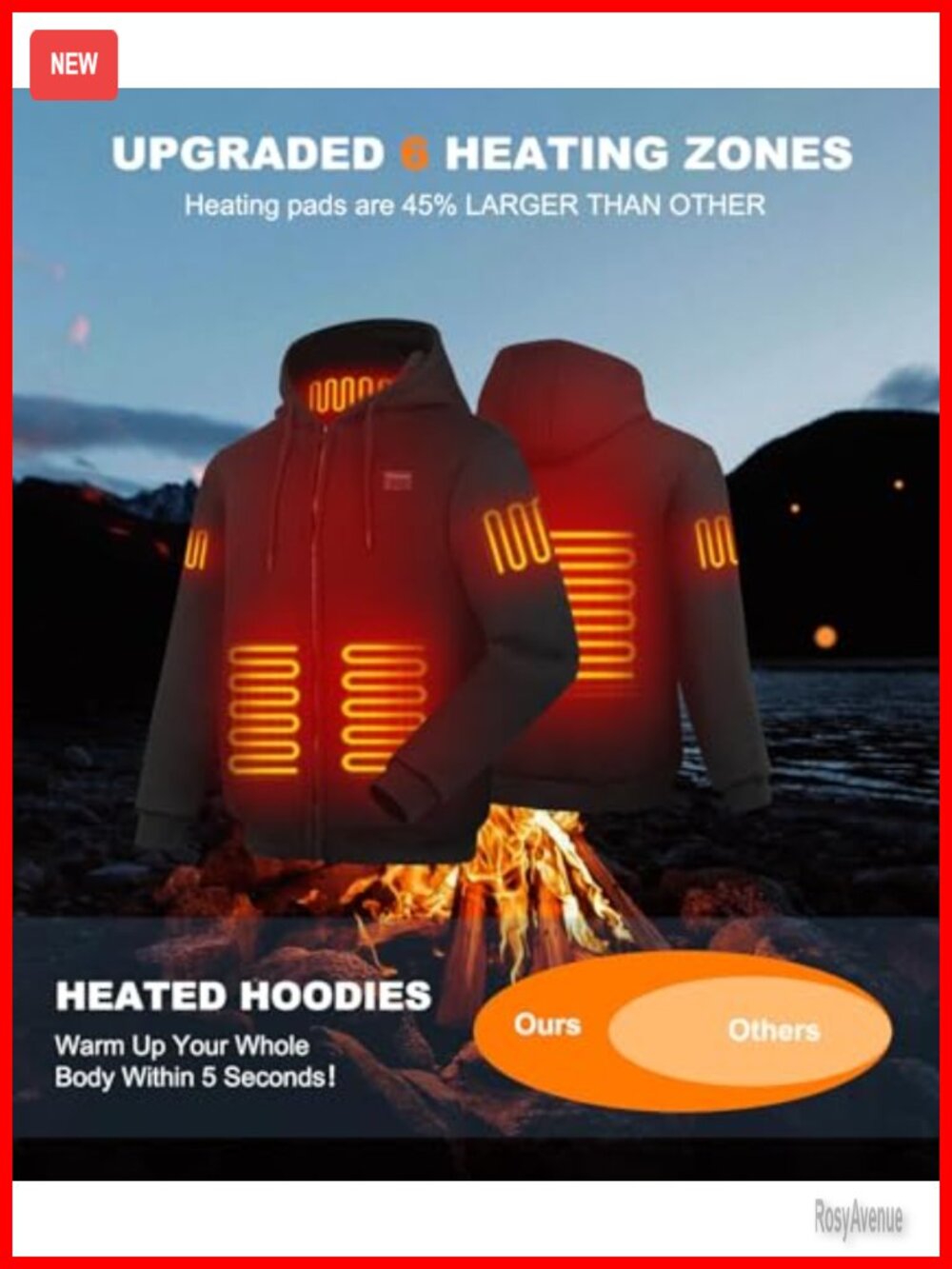 Heated Hoodie for Women with Battery Pack 6 Heating Zones